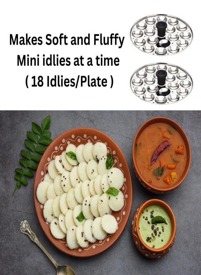 AadiVeer Idli Plates Stainless Steel Mini idli Plates Set Of 2 Plates With Bakelite Knobs 4 Big Idlies And 18 Mini Idlies Size 19cm | Fits All Idli Cookers And Steamers - Image 5